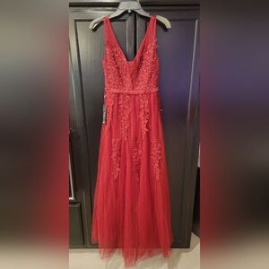 Ever Pretty Red Sequin Embellished Prom Gown